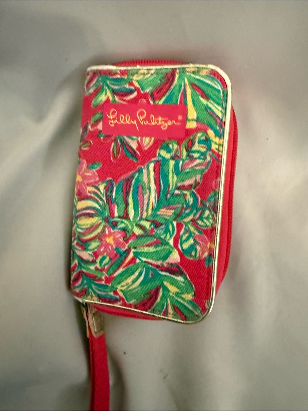 Lilly Pulitzer Red Tropical Leaf Wristlet
